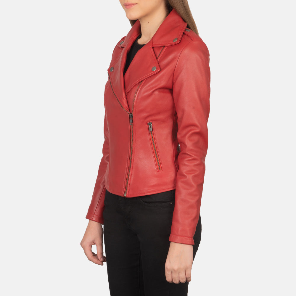 Red Leather Biker Jacket