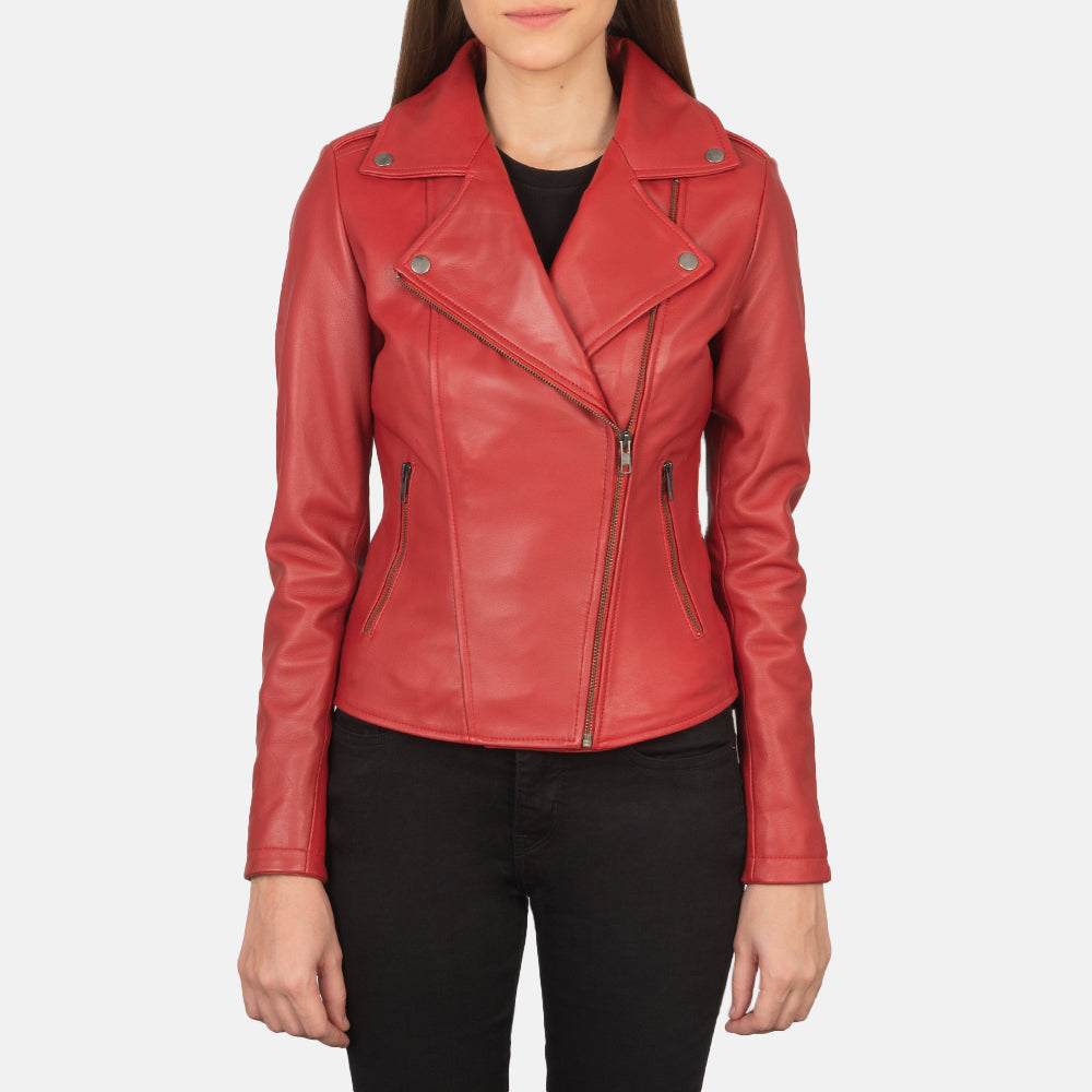 Red Leather Biker Jacket