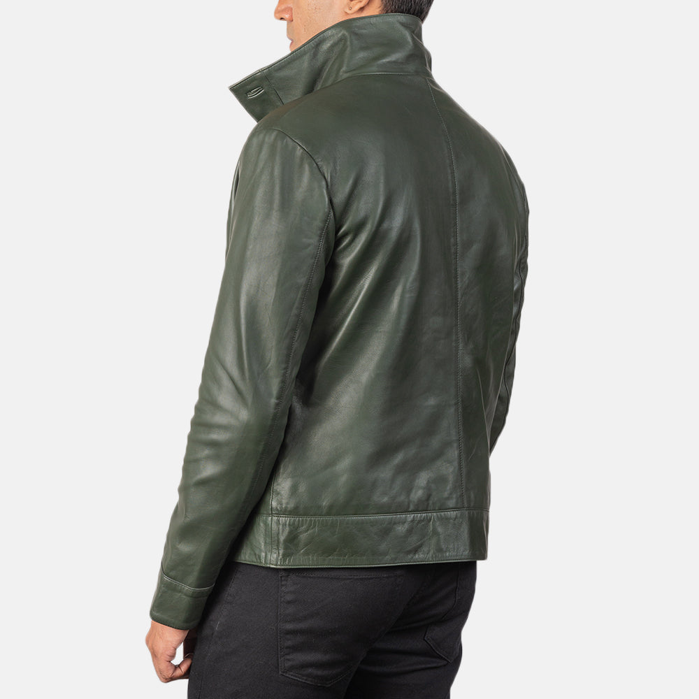 Green Leather Bomber Jacket