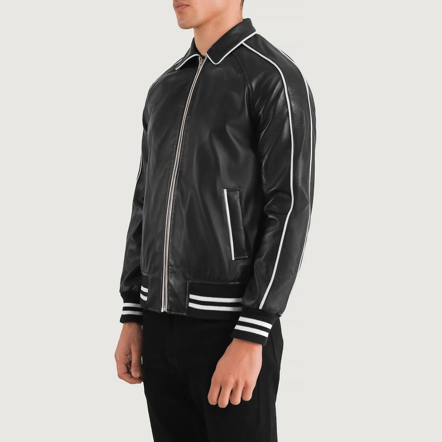 Black Leather Varsity Jacket
