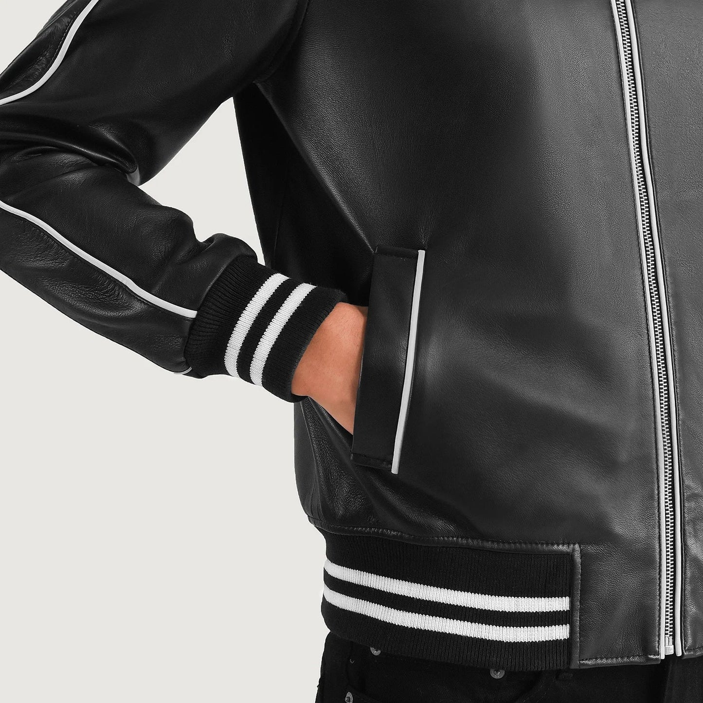 Black Leather Varsity Jacket