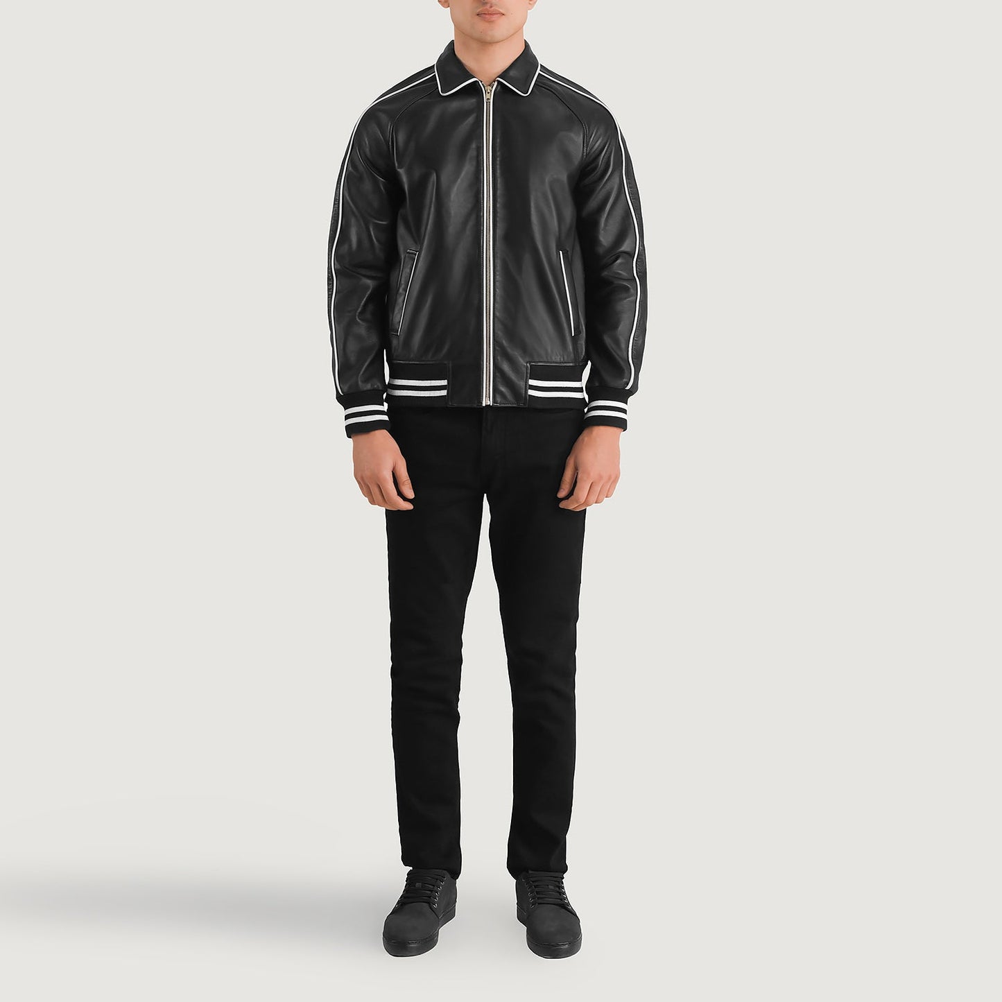 Black Leather Varsity Jacket