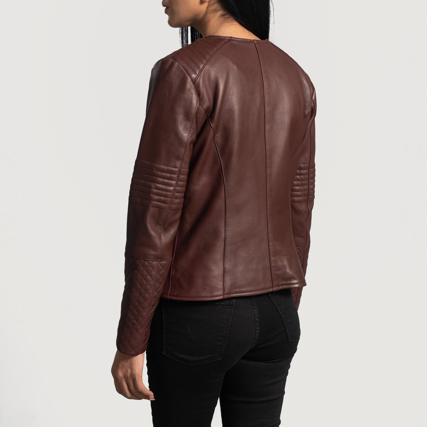 Women Maroon Leather Jacket