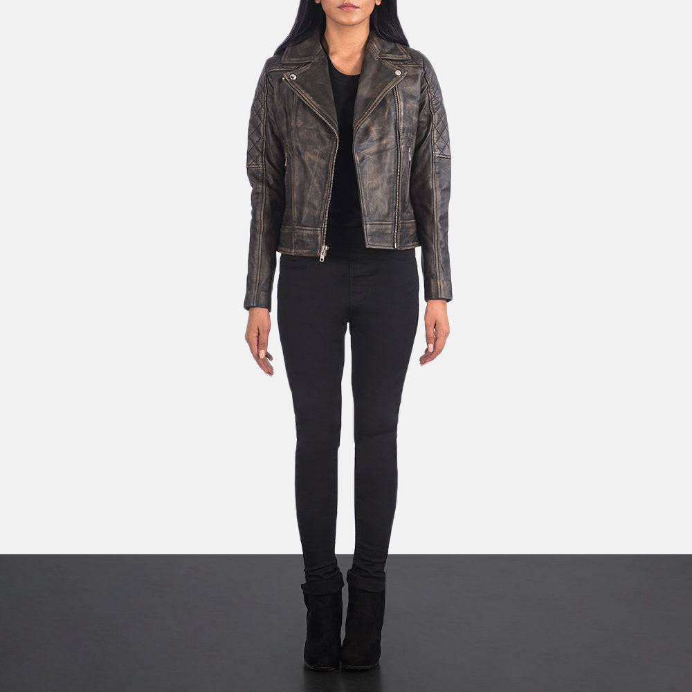 Distressed Brown Biker Jacket