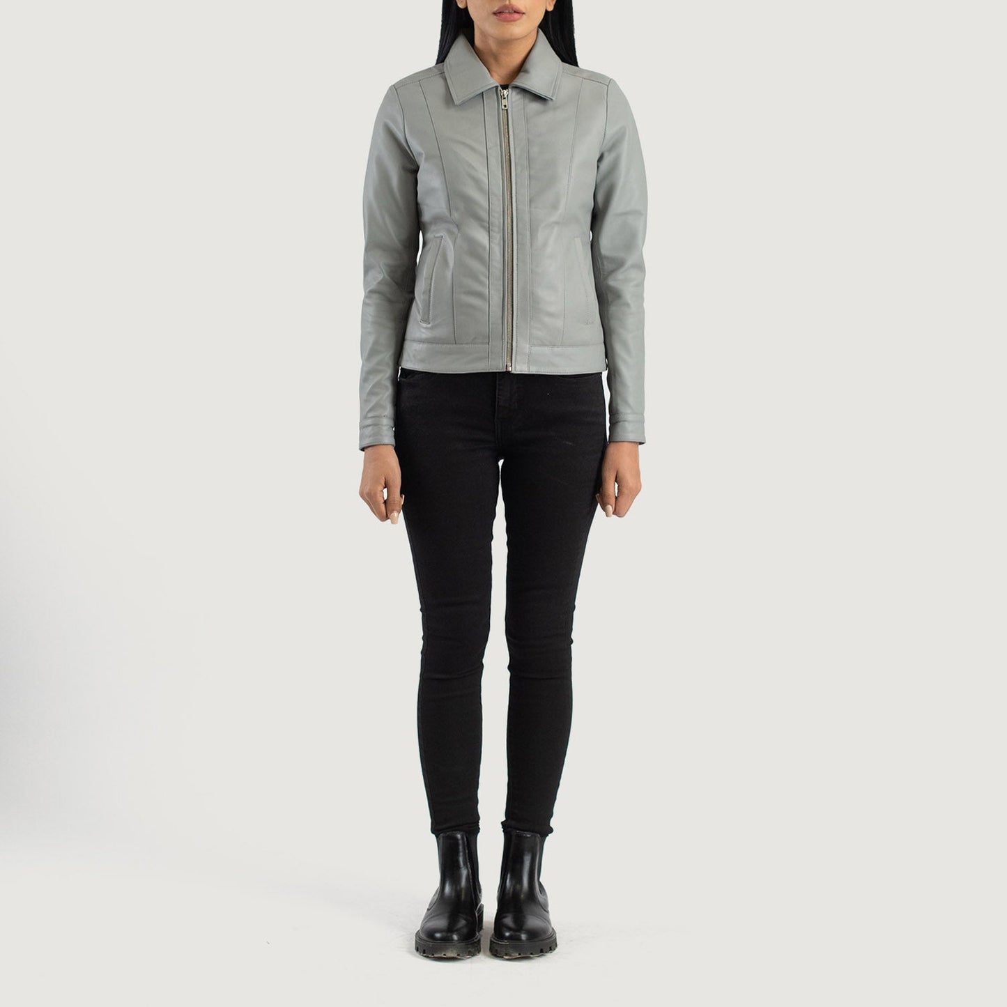 Classic Grey Leather Jacket