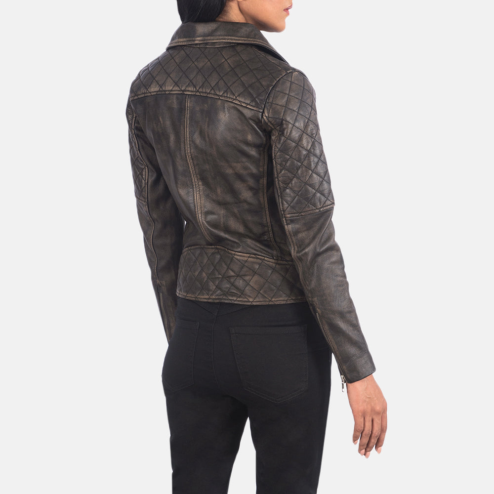 Distressed Brown Biker Jacket