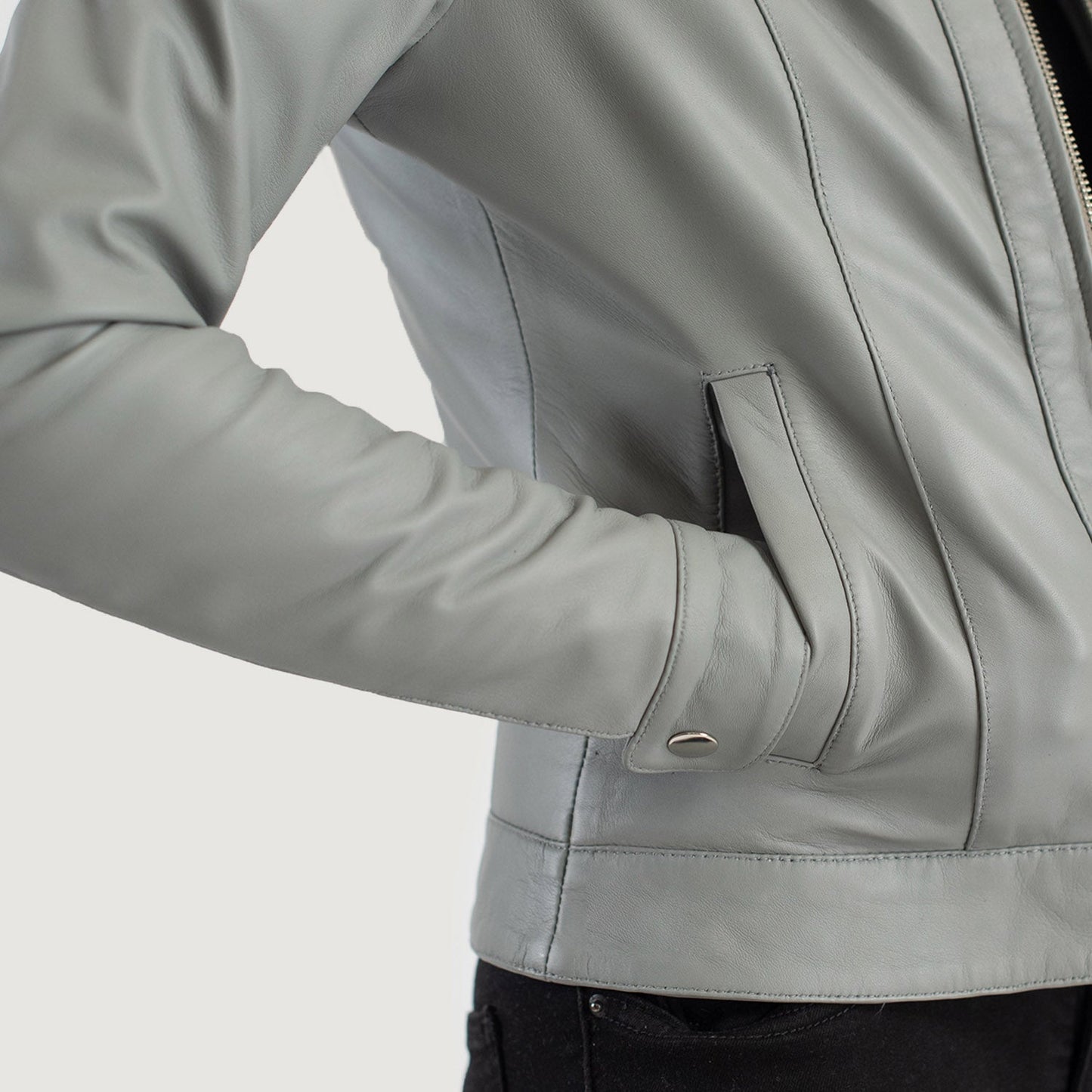Classic Grey Leather Jacket