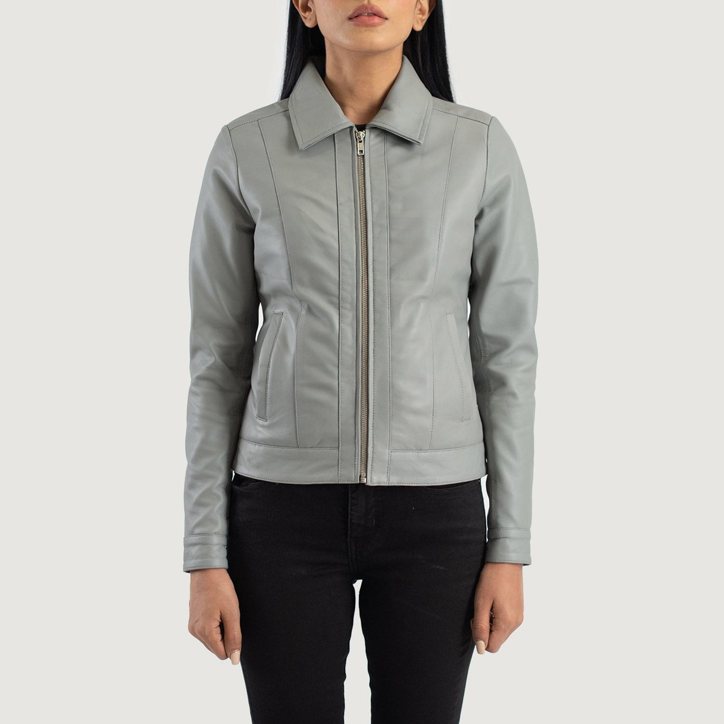 Classic Grey Leather Jacket