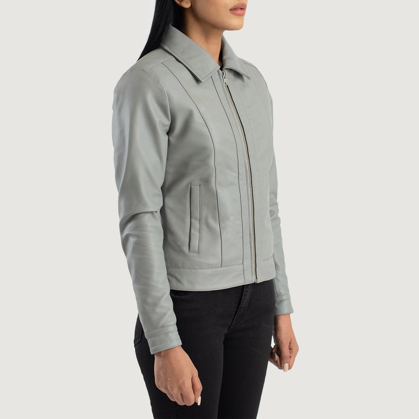 Classic Grey Leather Jacket