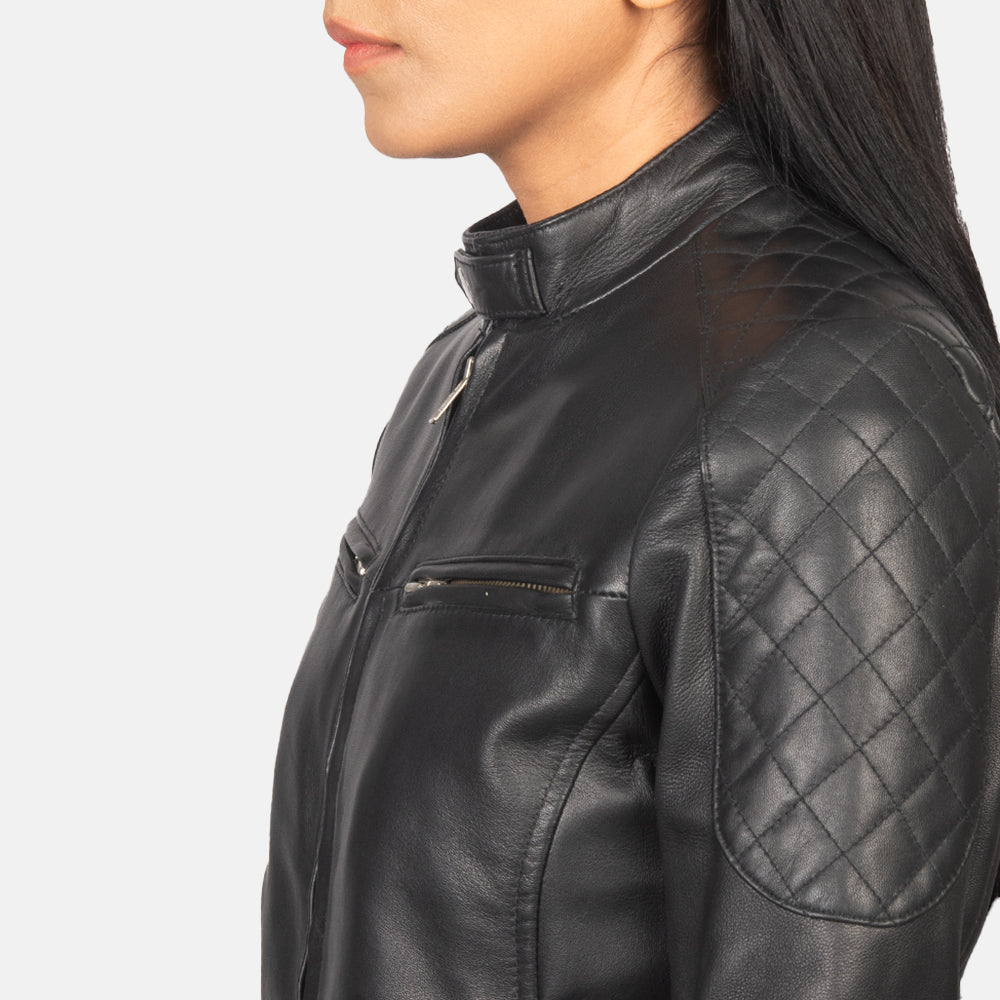 Black Leather Bomber Jacket