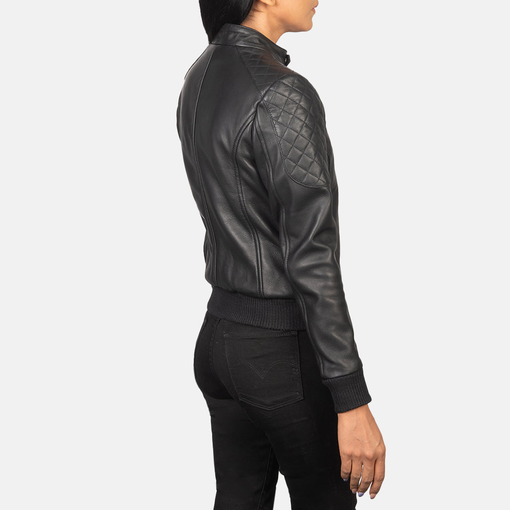 Black Leather Bomber Jacket