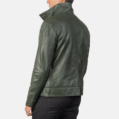 Green Leather Bomber Jacket