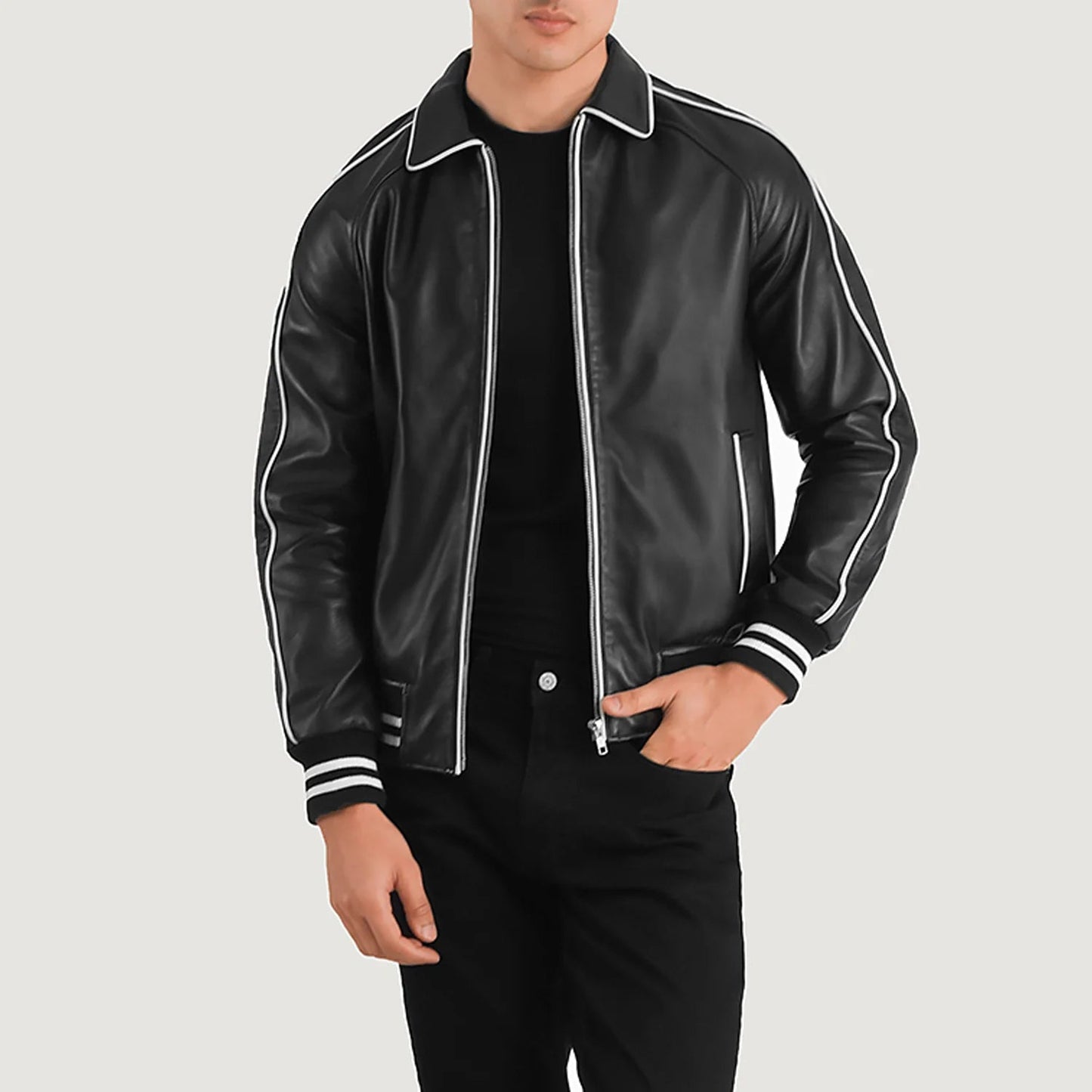 Black Leather Varsity Jacket