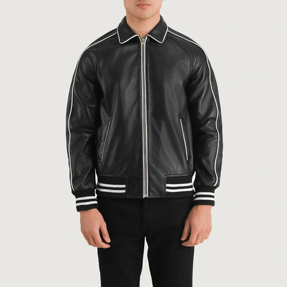 Black Leather Varsity Jacket