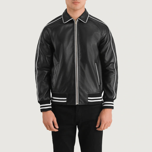 Black Leather Varsity Jacket