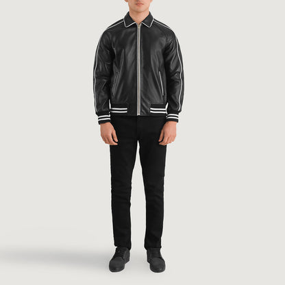 Black Leather Varsity Jacket