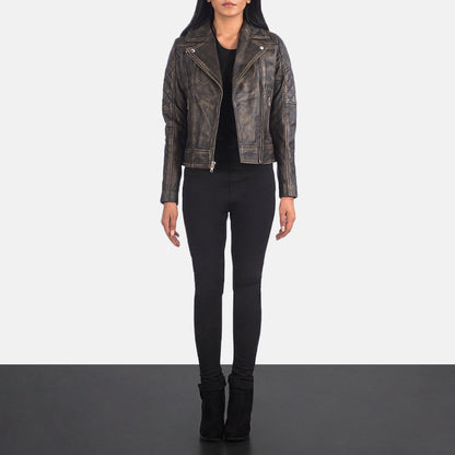 Distressed Brown Biker Jacket