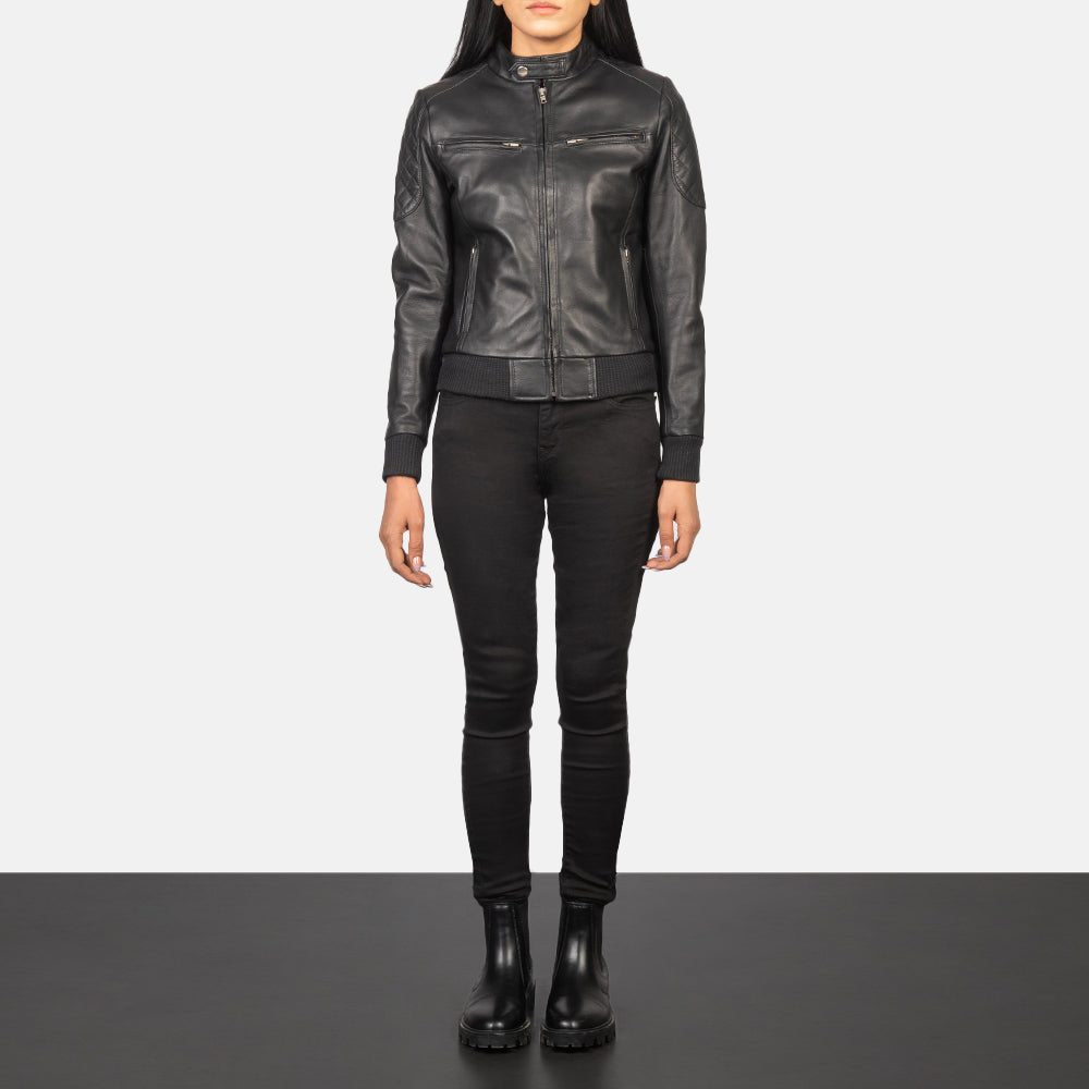 Black Leather Bomber Jacket