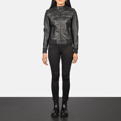 Black Leather Bomber Jacket