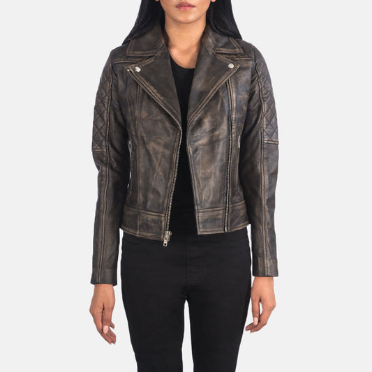 Distressed Brown Biker Jacket