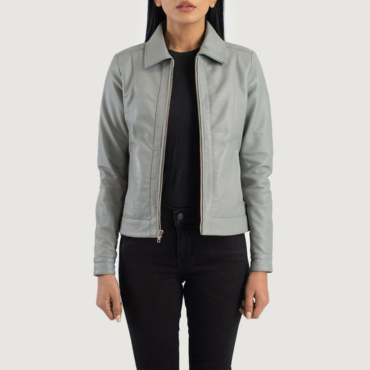 Classic Grey Leather Jacket
